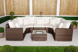 Giardino Santorini 5 Seat Modular Sofa Rattan Garden Furniture Set Outdoor Lounge Ice Bucket Coffee Table - Brown - thumbnail 5