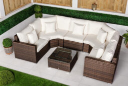 Giardino Santorini 5 Seat Modular Sofa Rattan Garden Furniture Set Outdoor Lounge Ice Bucket Coffee Table - Brown - thumbnail 4