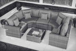 Giardino Santorini 5 Seat Modular Sofa Rattan Garden Furniture Set Outdoor Lounge Ice Bucket Coffee Table - Brown - thumbnail 7