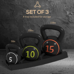 Sportnow Set Of Three Kettlebell Weights With Storage Tray, 2.2Kg, 4.5Kg, 6.8Kg - thumbnail 4