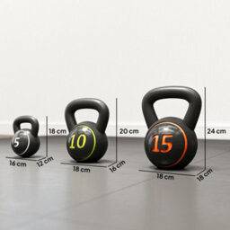 Sportnow Set Of Three Kettlebell Weights With Storage Tray, 2.2Kg, 4.5Kg, 6.8Kg - thumbnail 3