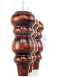 L&F Solid Wood Turned Furniture Feet 200mm High Mahogany Wash Replacement Legs Set Of 4  M10 Pkc220L - thumbnail 3