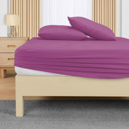 Ameha Plain Dyed Purple Fitted Sheet 30Cm Extra Deep Pocket Soft Touch Easy Care Durable Bed Fitted Sheets King, 152 X 200 Cm - thumbnail 5