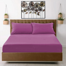Ameha Plain Dyed Purple Fitted Sheet 30Cm Extra Deep Pocket Soft Touch Easy Care Durable Bed Fitted Sheets King, 152 X 200 Cm - thumbnail 2