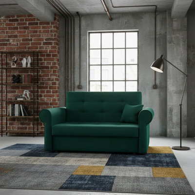 Viva Ii Sofa Bed With Sleeping Function Bedding Storage Hydrophobic Fabric Metal Legs 148X85X98Cm Green - image 1