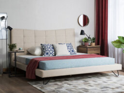 Beliani Bed Fabric Lannion 160 X 200 Cm (Eu King Size) Light Beige - thumbnail 2