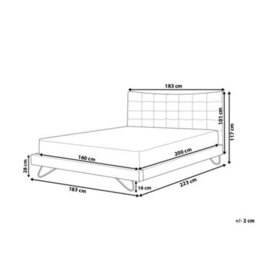 Beliani Bed Fabric Lannion 160 X 200 Cm (Eu King Size) Light Beige - thumbnail 3