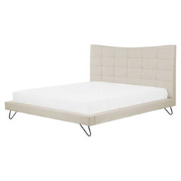 Beliani Bed Fabric Lannion 160 X 200 Cm (Eu King Size) Light Beige - thumbnail 1