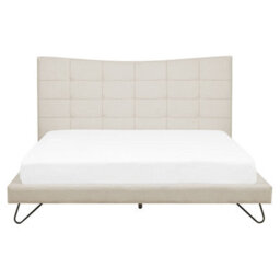 Beliani Bed Fabric Lannion 160 X 200 Cm (Eu King Size) Light Beige - thumbnail 4