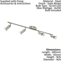 Satin Nickel Flush Mount Ceiling Light With 4 Gu10 Led Bulbs - thumbnail 2