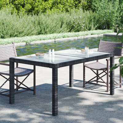 Walplus Garden Table 150X90X75 Cm Tempered Glass And Poly Rattan Black - image 1