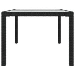 Walplus Garden Table 150X90X75 Cm Tempered Glass And Poly Rattan Black - thumbnail 4