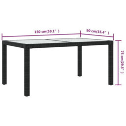 Walplus Garden Table 150X90X75 Cm Tempered Glass And Poly Rattan Black - thumbnail 5