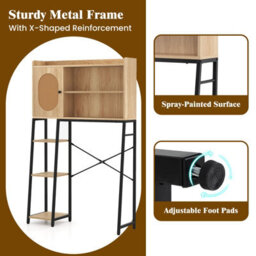 Gainoom Over The Toilet Natural Storage Cabinet Bathroom Organizer Shelves - thumbnail 8