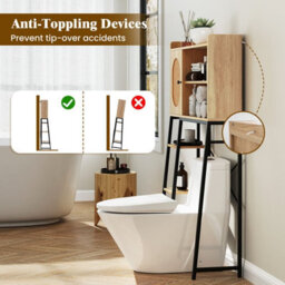 Gainoom Over The Toilet Natural Storage Cabinet Bathroom Organizer Shelves - thumbnail 9