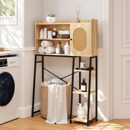 Gainoom Over The Toilet Natural Storage Cabinet Bathroom Organizer Shelves - thumbnail 3
