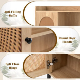 Gainoom Over The Toilet Natural Storage Cabinet Bathroom Organizer Shelves - thumbnail 6