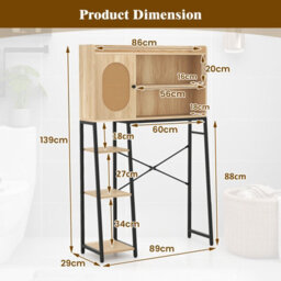 Gainoom Over The Toilet Natural Storage Cabinet Bathroom Organizer Shelves - thumbnail 2