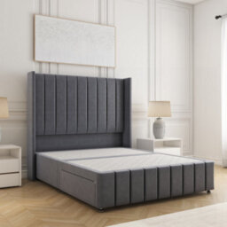 Bsspoke Zoe Divan Bed Steel Plush Velvet With 54Inch Headboard & 12Inch Footboard & No Drawers No Mattress In All Sizes - thumbnail 1