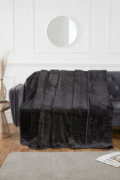 Rapport Home Ribbed Mink Faux Fur Polyester Super Soft Cosy Throw