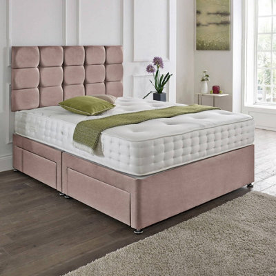 Dining Tables Rio Matching Headboard Divan Set, 2 Drawer On Same Side With Sprung 1500 Comfort Mattress - King - image 1