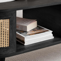 Rattan Coffee Table With Storage Curved Black Birlea Sark - thumbnail 4