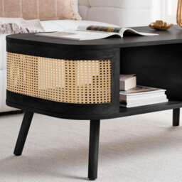 Rattan Coffee Table With Storage Curved Black Birlea Sark - thumbnail 3