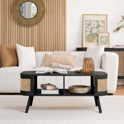 Rattan Coffee Table With Storage Curved Black Birlea Sark