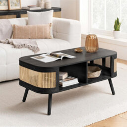 Rattan Coffee Table With Storage Curved Black Birlea Sark - thumbnail 2