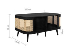 Rattan Coffee Table With Storage Curved Black Birlea Sark - thumbnail 9