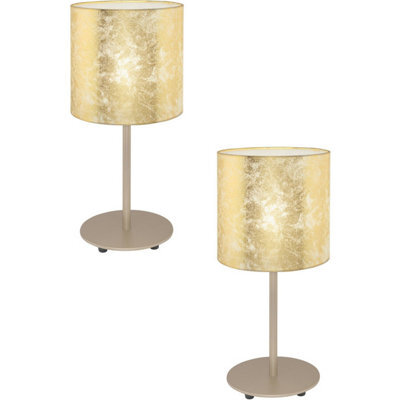 Elegant 2 Pack Champagne Table Lamps With Gold Fabric Shade - image 1