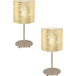 Elegant 2 Pack Champagne Table Lamps With Gold Fabric Shade