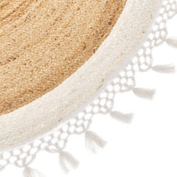 Wyld And Coco Round Jute Rug 140Cm Beige White Handwoven Braided Spiral - Boho Flat Woven Accent Rug - thumbnail 3