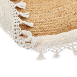 Wyld And Coco Round Jute Rug 140Cm Beige White Handwoven Braided Spiral - Boho Flat Woven Accent Rug - thumbnail 5