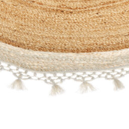 Wyld And Coco Round Jute Rug 140Cm Beige White Handwoven Braided Spiral - Boho Flat Woven Accent Rug - thumbnail 6