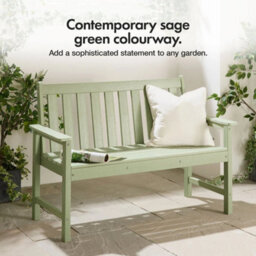 Garden Bench 2 Seater, Sage Green Hdpe Outdoor Seating - thumbnail 2