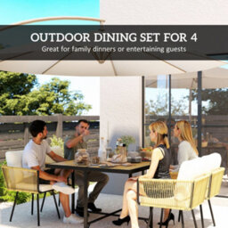 Outsunny 5 Piece Garden Furniture Set, Garden Dining Set With 4 Chairs - thumbnail 4