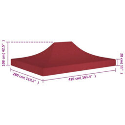 Walplus Party Tent Garden Gazebo Canopy Roof 4X3 M Burgundy 270 G/mâ² - thumbnail 6