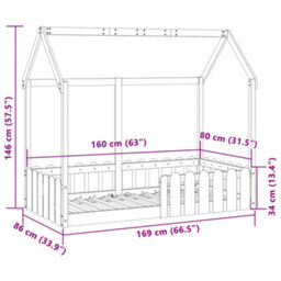 Berkfield Kids' House Bed Frame Without Mattress Wax Brown 80X160 Cm - thumbnail 9