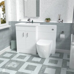 Nes Home 1100mm Freestanding White Basin Vanity & Back To Wall Toilet - thumbnail 1