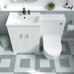 Nes Home 1100mm Freestanding White Basin Vanity & Back To Wall Toilet - thumbnail 3