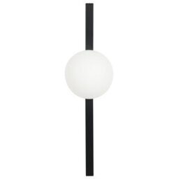 Beliani Wall Lamp Black Iron With 55 Cm Frosted White Glass Globe, Contemporary Wall Light - thumbnail 3