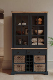 Statement Furniture Kitchen Display Cabinet With Wine Rack - Navy Blue
