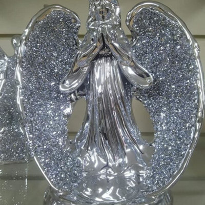 Biznest Angel Sparkle Ornament Bling Crushed Diamond Gift Praying Flying Angel Statue Crushed Diamond