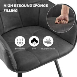 2X Grey Swivel Dining Chairs Faux Leather Padded Seat Dining Room Chair Modern - thumbnail 4