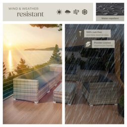 Tectake Garden Furniture Set Pisa - Modular Sofa, Armchair, Coffee Table, Cushion Storage Box  - Nature - thumbnail 7