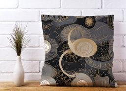 Warren Reed Designer Abstract Silver Gold Sun And Moon Cushions 45Cm X 45Cm - thumbnail 2