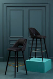 Orsina Warren Black Velvet Bar Chair - thumbnail 3