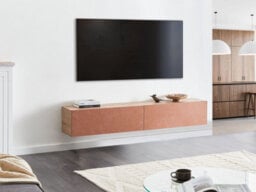 Beliani Wall Mounted Tv Stand Gladstone Red - thumbnail 2