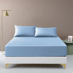 "Ameha Fitted Sheet 40Cm Extra Deep Pocket Elastic Corners Soft Microfiber Fitted Sheet 16"" (Light Blue, Double 137 X 190 Cm)" - thumbnail 2